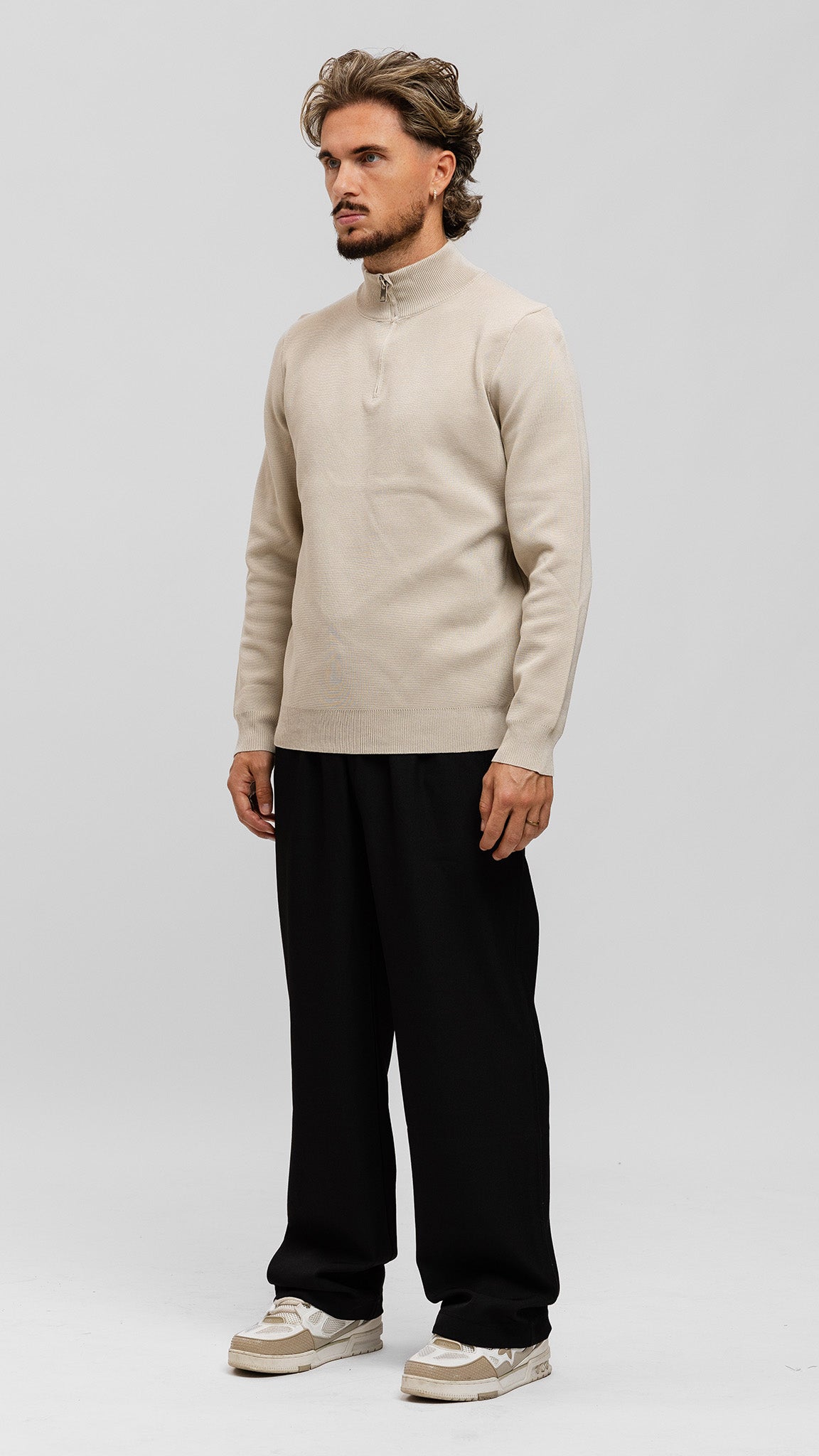 Half Zip Knit - Sand