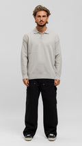Knit Longsleeve Polo - Grey