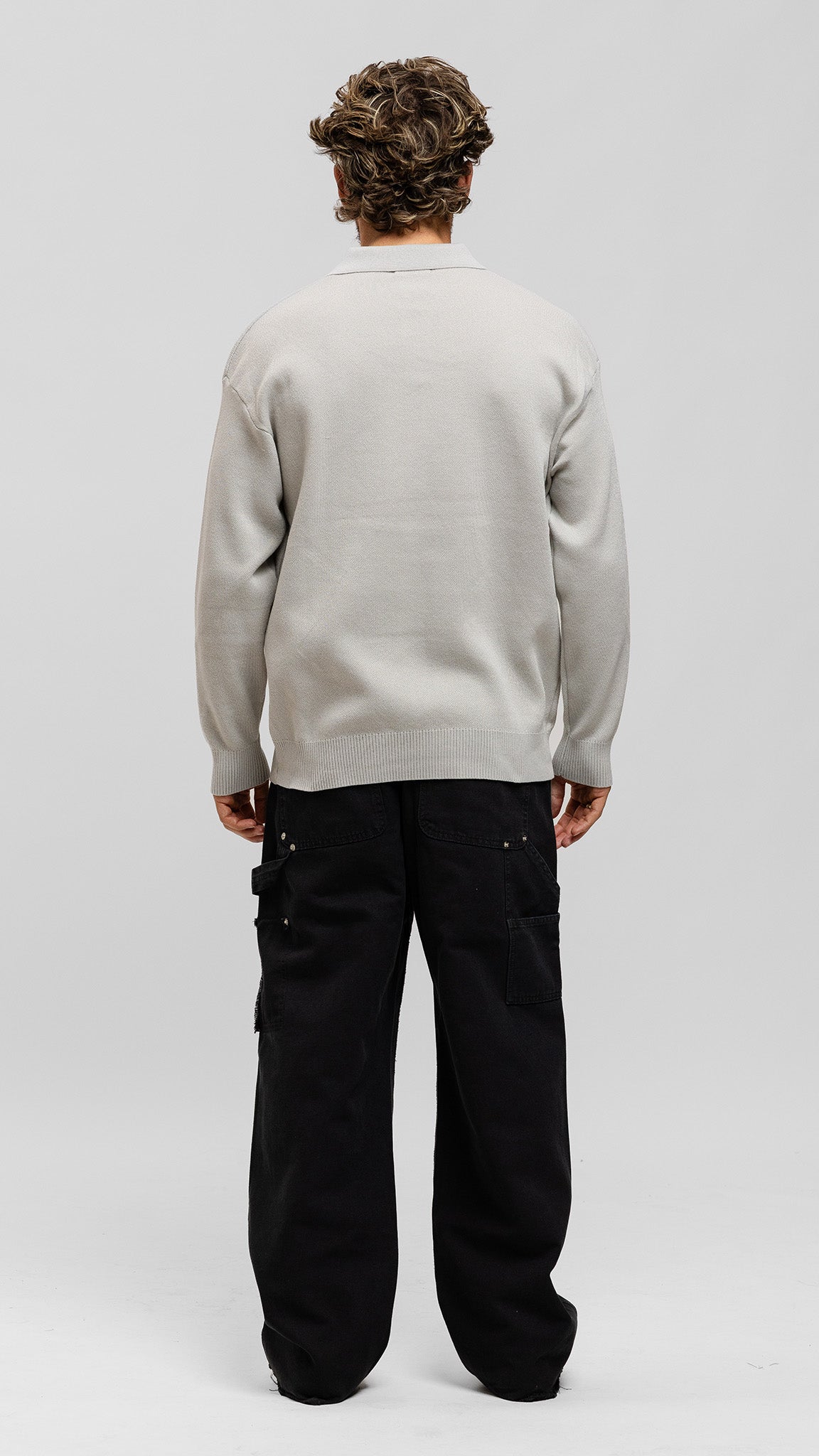 Knit Longsleeve Polo - Grey