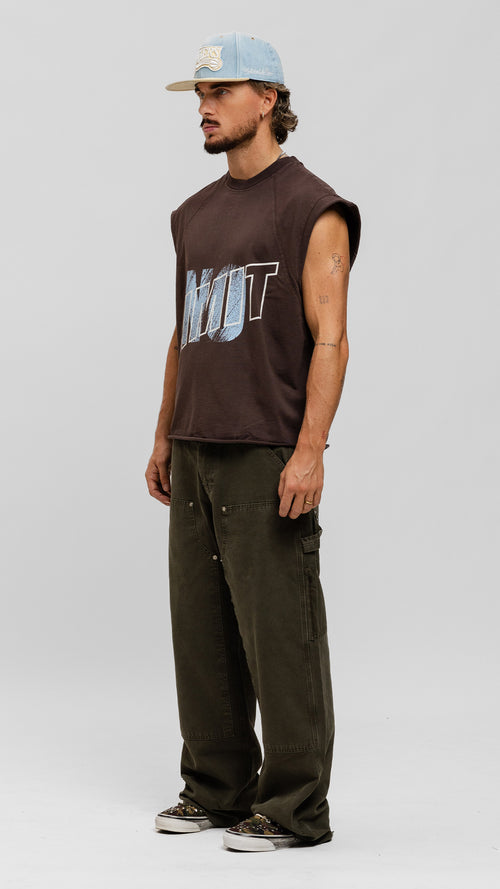 Couchella Sleeveless Tee Brown
