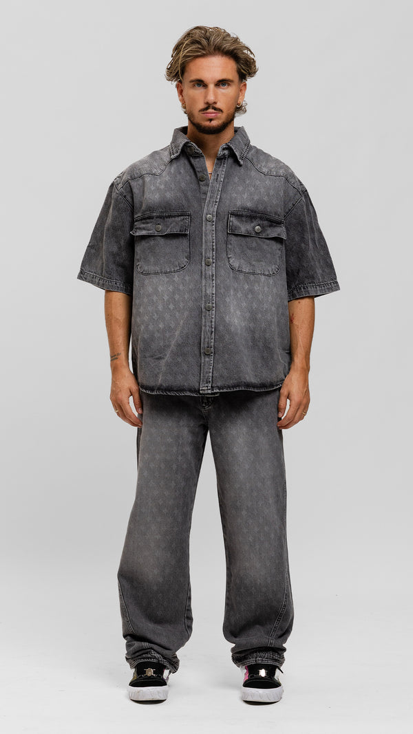 Monogram Shirt Denim Washed Grey